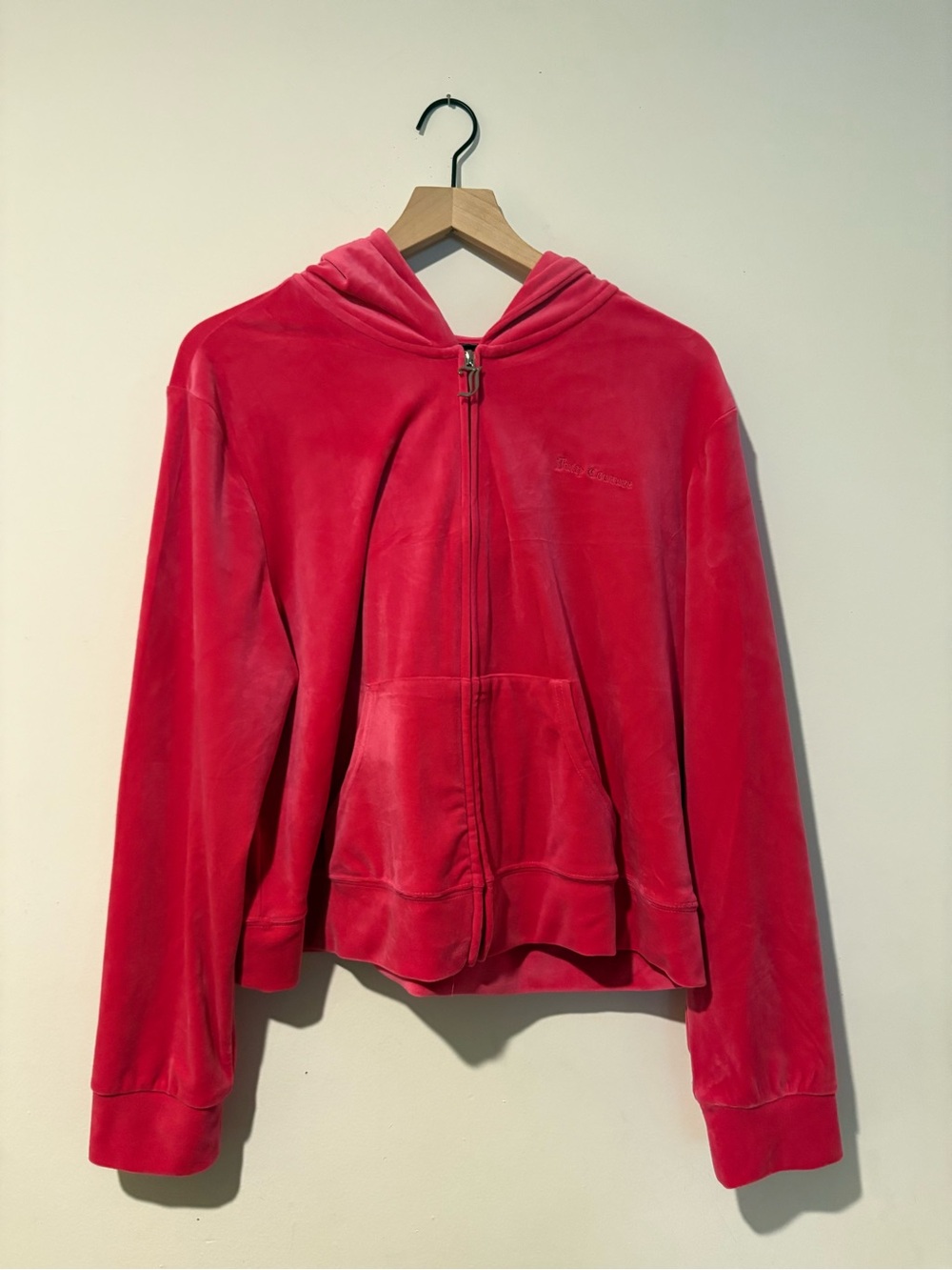 Juicy Couture Hot Pink Velvet Zip Hoodie